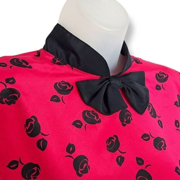 Jaclyn Smith Vintage 80s Hot Pink and Black Blouse size 14 - Picture 3 of 6
